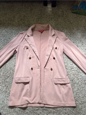 GUESS Women’s Blush Pink Double-Breasted Blazer Jacket